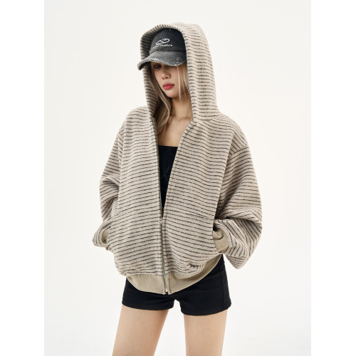 MaxDstr 美式復古2025早秋新款條紋拉鍊開衫連帽衛衣男女情侶外套 MaxDstr 美式復古2025早秋新款條紋拉鍊開衫連帽衛衣男女情侶外套