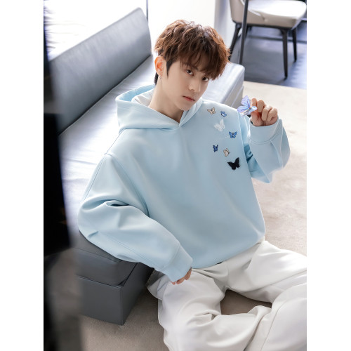 CHICERRO西西裡男裝原創蝴蝶元素連帽套頭衛衣男女同款藝術感上衣 CHICERRO西西裡男裝原創蝴蝶元素連帽套頭衛衣男女同款藝術感上衣