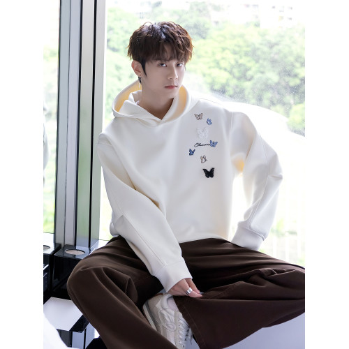 CHICERRO西西裡男裝原創蝴蝶元素連帽套頭衛衣男女同款藝術感上衣 CHICERRO西西裡男裝原創蝴蝶元素連帽套頭衛衣男女同款藝術感上衣