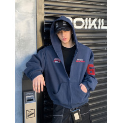 PLTH*美式重磅刺綉衛衣外套男後背大字母印花高街運動連帽長袖女