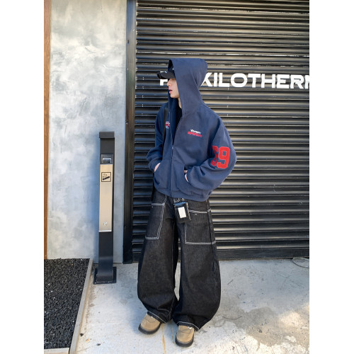 PLTH*美式重磅刺綉衛衣外套男後背大字母印花高街運動連帽長袖女 PLTH*美式重磅刺綉衛衣外套男後背大字母印花高街運動連帽長袖女