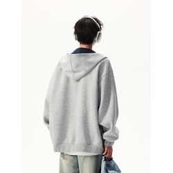 美式重磅休閒衛衣外套男女秋季新款潮牌寬松百搭撞色情侶連帽開衫