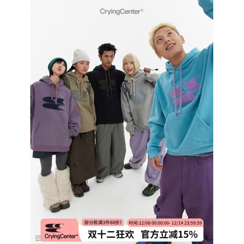 CryingCenter 秋冬連帽毛巾綉彩點抽繩加絨加厚衛衣 哭喊中心 CryingCenter 秋冬連帽毛巾綉彩點抽繩加絨加厚衛衣 哭喊中心
