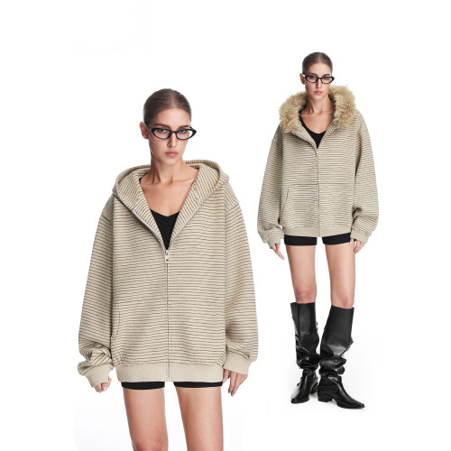 林秋楠同款 FDR旗艦店早秋上衣男款長袖灰色條紋連帽衛衣外套女 林秋楠同款 FDR旗艦店早秋上衣男款長袖灰色條紋連帽衛衣外套女