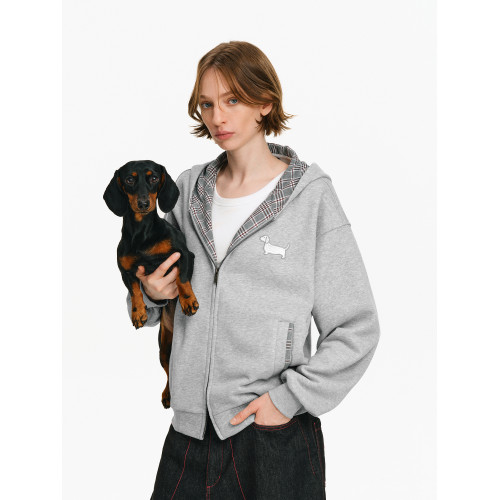 PCLP格紋拼接恒溫暖皮衛衣開衫 春秋季保暖情侶寬松拉鍊連帽外套 PCLP格紋拼接恒溫暖皮衛衣開衫 春秋季保暖情侶寬松拉鍊連帽外套