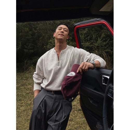 美式復古半拉鍊衛衣男秋季重磅小領口高級感痞帥POLO衫長袖上衣 美式復古半拉鍊衛衣男秋季重磅小領口高級感痞帥POLO衫長袖上衣