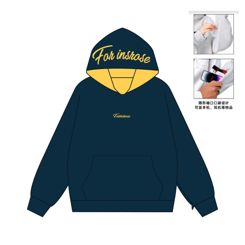 Rosepoem美式撞色連帽刺綉字母衛衣男女秋冬寬松設計感情侶上衣潮 Rosepoem美式撞色連帽刺綉字母衛衣男女秋冬寬松設計感情侶上衣潮