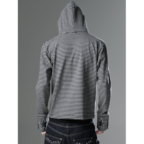 DETW 25AW*小衆圖騰哥特音符*條紋拉鍊正肩修身連帽開衫外套男女 DETW 25AW*小衆圖騰哥特音符*條紋拉鍊正肩修身連帽開衫外套男女