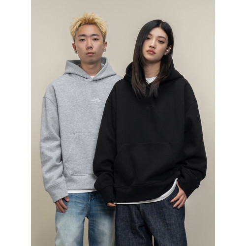 Makemore衛衣男春季'看得見質感'黑色潮流休閒基礎空氣層情侶上衣