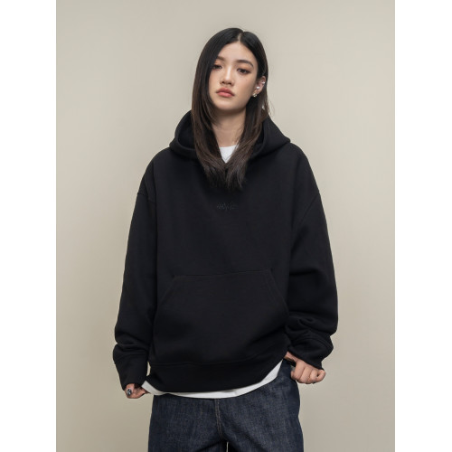 Makemore衛衣男春季'看得見質感'黑色潮流休閒基礎空氣層情侶上衣