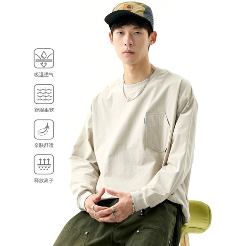 WOODSOON男士圓領衛衣寬松休閒打底衫2025秋冬季新款潮流長袖上衣