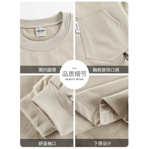 WOODSOON男士圓領衛衣寬松休閒打底衫2025秋冬季新款潮流長袖上衣