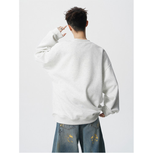 美式花卉刺綉重磅圓領衛衣男潮牌秋冬寬松加絨加厚休閒黑色上衣服 美式花卉刺綉重磅圓領衛衣男潮牌秋冬寬松加絨加厚休閒黑色上衣服