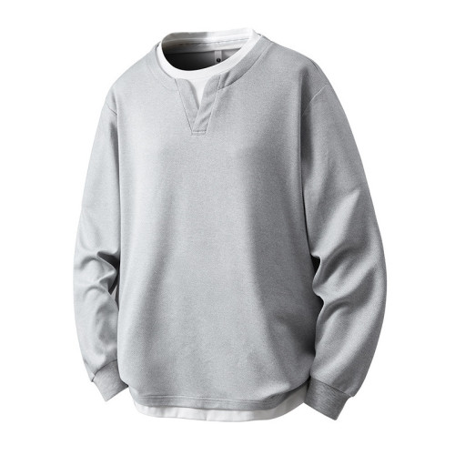 大碼假兩件亨利領衛衣男2025新款韓版寬松百搭休閒套頭內搭打底衫 大碼假兩件亨利領衛衣男2025新款韓版寬松百搭休閒套頭內搭打底衫