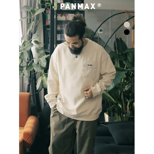 PANMAX大碼男裝潮牌肌理感純色衛衣潮酷工裝打底衫套頭圓領衛衣 PANMAX大碼男裝潮牌肌理感純色衛衣潮酷工裝打底衫套頭圓領衛衣