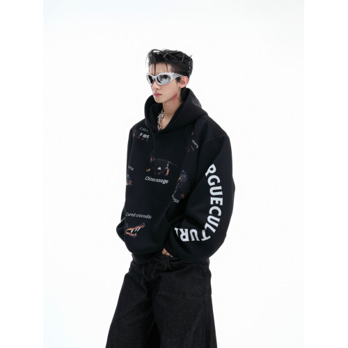 ArguE CulturE奇趣貼貼*趣味抽象臘腸狗短款連帽衛衣寬松情侶上衣 ArguE CulturE奇趣貼貼*趣味抽象臘腸狗短款連帽衛衣寬松情侶上衣