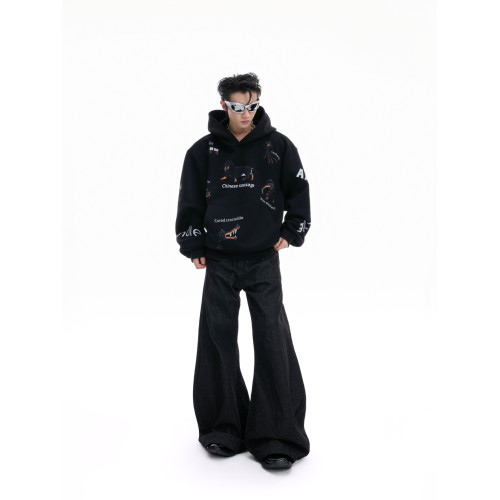 ArguE CulturE奇趣貼貼*趣味抽象臘腸狗短款連帽衛衣寬松情侶上衣 ArguE CulturE奇趣貼貼*趣味抽象臘腸狗短款連帽衛衣寬松情侶上衣