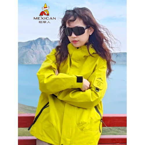 稻草人戶外螢光綠沖鋒衣女款薄款外套三合一可拆卸防風防水登山服 稻草人戶外螢光綠沖鋒衣女款薄款外套三合一可拆卸防風防水登山服