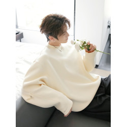 CHICERRO西西裡男裝粉色基礎款學院風金屬釦圓領衛衣男潮百搭高級