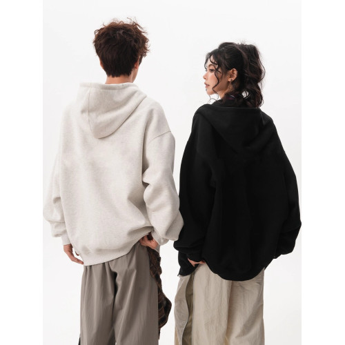 美式復古純色連帽衛衣男女秋季oversize情侶外套寬松百搭開衫上衣 美式復古純色連帽衛衣男女秋季oversize情侶外套寬松百搭開衫上衣