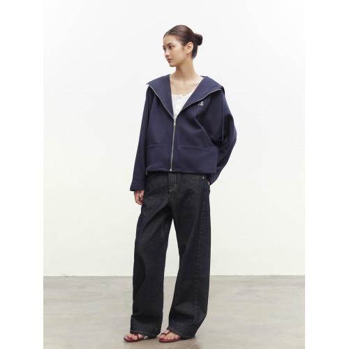 CODICE LAB 空氣層可調節抽褶花苞邊收腰連帽衛衣寬松短款上衣 CODICE LAB 空氣層可調節抽褶花苞邊收腰連帽衛衣寬松短款上衣