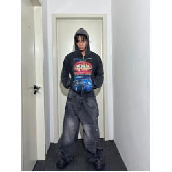 *RYE CHASIN如果造型能殺*人煙盒洗水做舊短款修身連帽衛衣hoodie