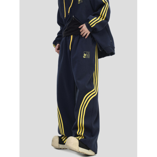 INSstudios 國潮情侶美式「刺綉條紋開衫衛衣」寬松運動衛褲外套