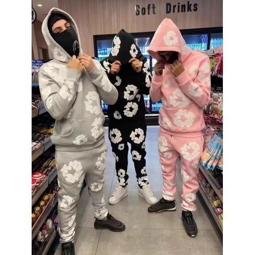 高版本DENIM TEARS木棉花髮泡美式秋冬連帽加絨衛衣男女帽衫加厚 高版本DENIM TEARS木棉花髮泡美式秋冬連帽加絨衛衣男女帽衫加厚