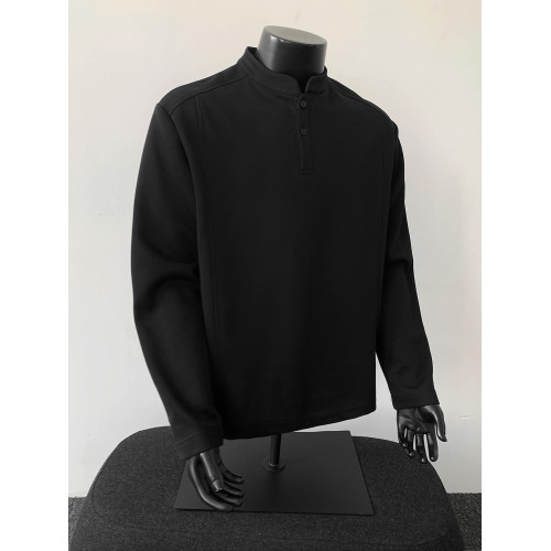 亨利領長袖T恤男款秋冬潮牌重磅美式上衣內搭打底衫加絨加厚衛衣