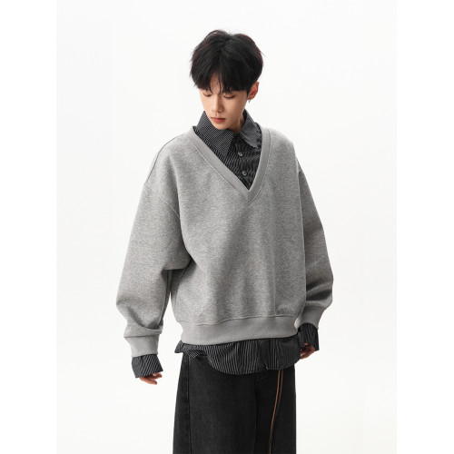 高智感假兩件POLO衛衣男秋季寬松撞色拼接長袖miu系加厚情侶外套 高智感假兩件POLO衛衣男秋季寬松撞色拼接長袖miu系加厚情侶外套