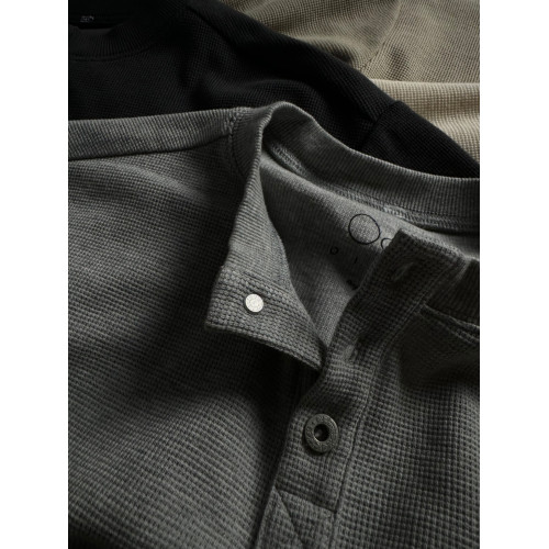 Oclin軟糯華夫格亨利領復古麥穗釦克羅風格基礎口糧長袖正肩微廓 Oclin軟糯華夫格亨利領復古麥穗釦克羅風格基礎口糧長袖正肩微廓