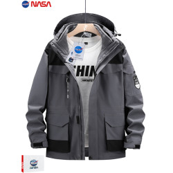 NASA可拆卸三合一沖鋒衣男款2025新款秋冬季外套加肥大碼8XL300斤