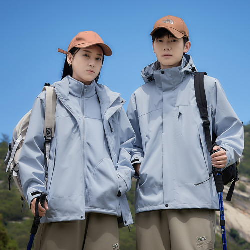 全棉純棉2025戶外登山旅遊沖鋒衣抓絨內膽三合一可拆卸防風防水夾 全棉純棉2025戶外登山旅遊沖鋒衣抓絨內膽三合一可拆卸防風防水夾