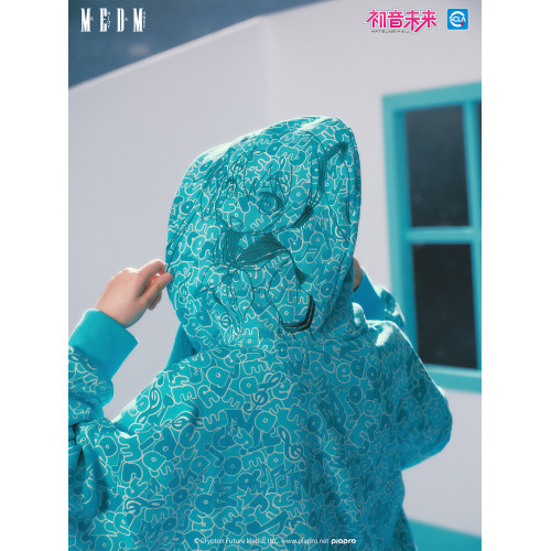 MEDMx初音未來滿印迷彩休閒拉鍊帽衫女卡通風情侶開衫連帽衛衣秋