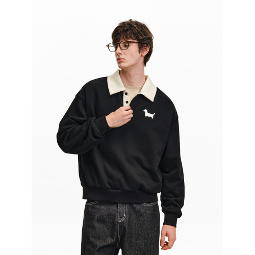 PCLP撞色小狗POLO領衛衣 2025新款春秋季寬松百搭顯瘦國潮牌上衣 PCLP撞色小狗POLO領衛衣 2025新款春秋季寬松百搭顯瘦國潮牌上衣