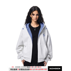 【Achock官方店】美式復古新款格子拼接開衫外套潮牌重磅情侶衛衣