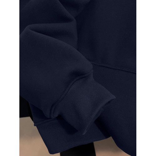 美式潮流時尚藏青色連帽衛衣ins秋季男女簡約情侶裝設計百搭上衣 美式潮流時尚藏青色連帽衛衣ins秋季男女簡約情侶裝設計百搭上衣