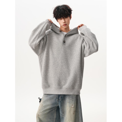 重磅針織連帽衛衣男女秋季美式復古灰色情侶外套寬松大碼運動上衣 重磅針織連帽衛衣男女秋季美式復古灰色情侶外套寬松大碼運動上衣