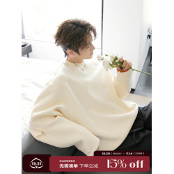 CHICERRO西西裡男裝粉色基礎款學院風金屬釦圓領衛衣男潮百搭高級