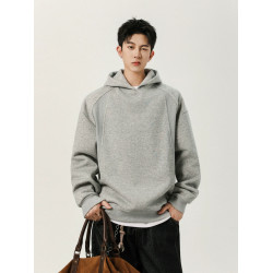 悟空有貨美式解搆空氣層灰色連帽衛衣男秋季潮牌簡約休閒運動帽衫