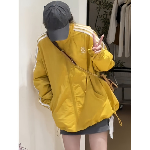 休閒寬松條紋撞色拼接沖鋒衣女裝2025新款早秋季百搭顯瘦外套上衣 休閒寬松條紋撞色拼接沖鋒衣女裝2025新款早秋季百搭顯瘦外套上衣