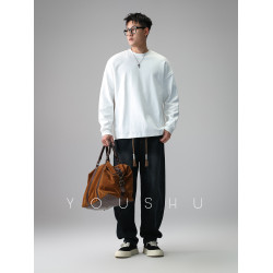 有術「淨廓密織」純色小領口圓領衛衣男秋季美式潮牌打底衫長袖