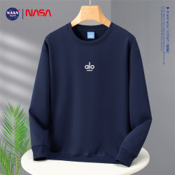 NASA聯名潮牌圓領套頭衛衣男士秋冬季加絨加厚打底衫休閒寬松上衣