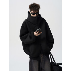 美式重磅開衫衛衣男秋季潮牌慵懶風連帽外套高街痞帥休閒高領帽衫