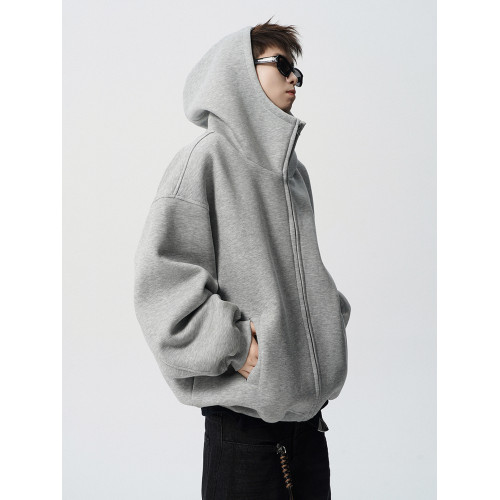 美式重磅開衫衛衣男秋季潮牌慵懶風連帽外套高街痞帥休閒高領帽衫