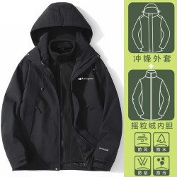 沖鋒衣三合一秋季情侶戶外登山服女連帽防風防水2025新款男款外套