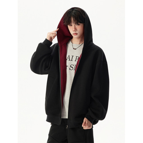 潮牌拼色連帽衛衣男秋季復古寬松學院風運動開衫高街百搭情侶外套 潮牌拼色連帽衛衣男秋季復古寬松學院風運動開衫高街百搭情侶外套