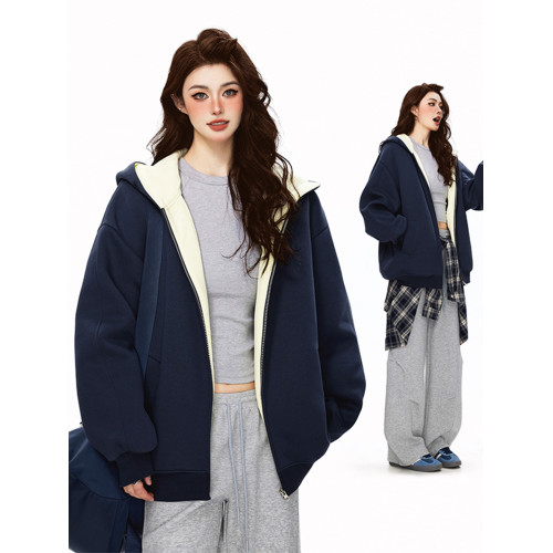 潮牌拼色連帽衛衣男秋季復古寬松學院風運動開衫高街百搭情侶外套 潮牌拼色連帽衛衣男秋季復古寬松學院風運動開衫高街百搭情侶外套