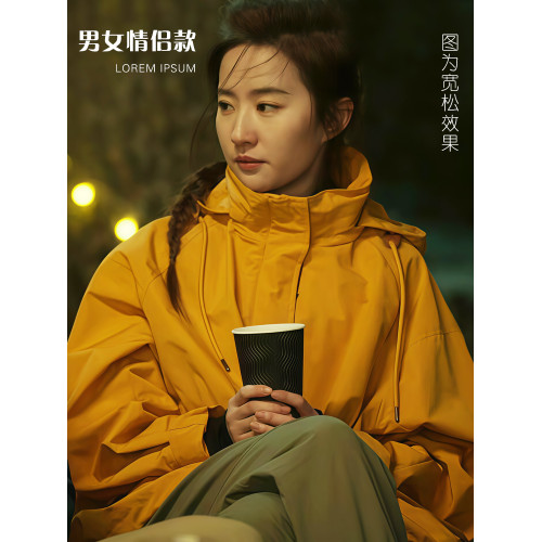 沖鋒衣女劉亦菲玫瑰同款防風防水三合一登山軟殼戶外男女黃色外套 沖鋒衣女劉亦菲玫瑰同款防風防水三合一登山軟殼戶外男女黃色外套