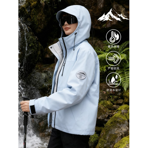 沖鋒衣女2025新款防風防水三合一登山戶外旅行外套男女款黃色上衣 沖鋒衣女2025新款防風防水三合一登山戶外旅行外套男女款黃色上衣